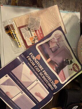 Cat scratch patches for furniture some sticky sheets to detour and some plastic